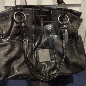 Tignanello Black Pebbled Leather Large Shoulder Bag Purse